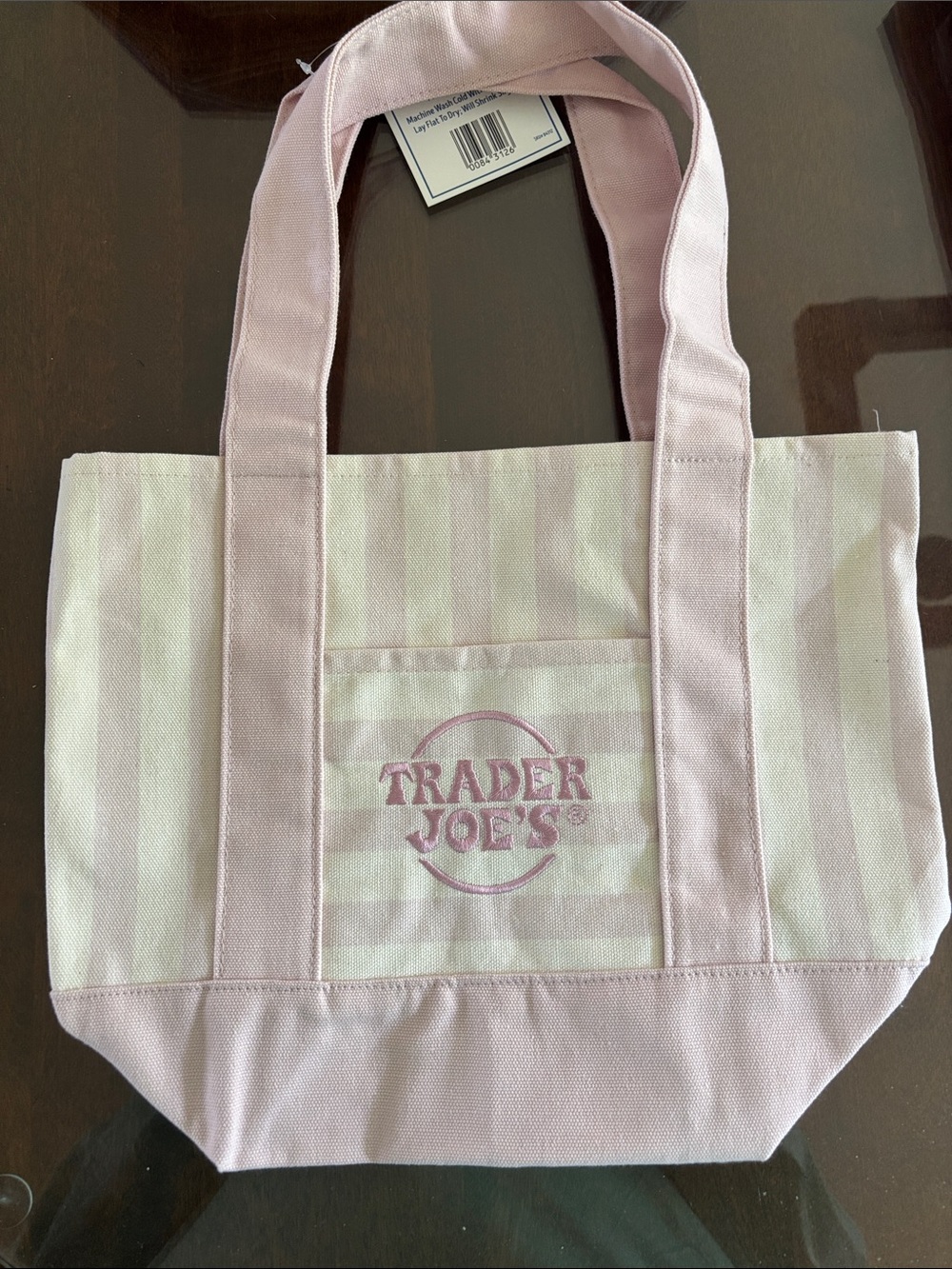 Trader Joe's Mini Striped Canvas Pale Pink & Cream